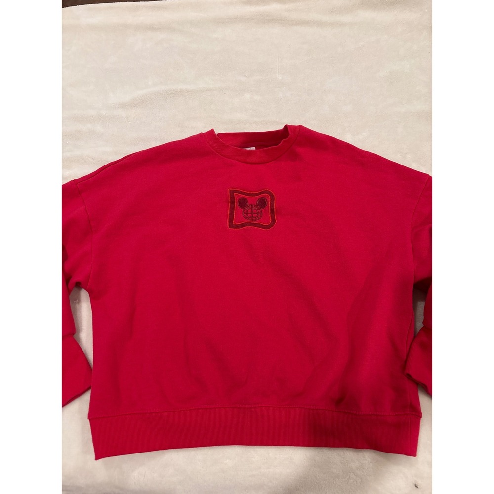 Disney Walt Disney World Red Embroidered Castle Sweatshirt Large 1971 Retro